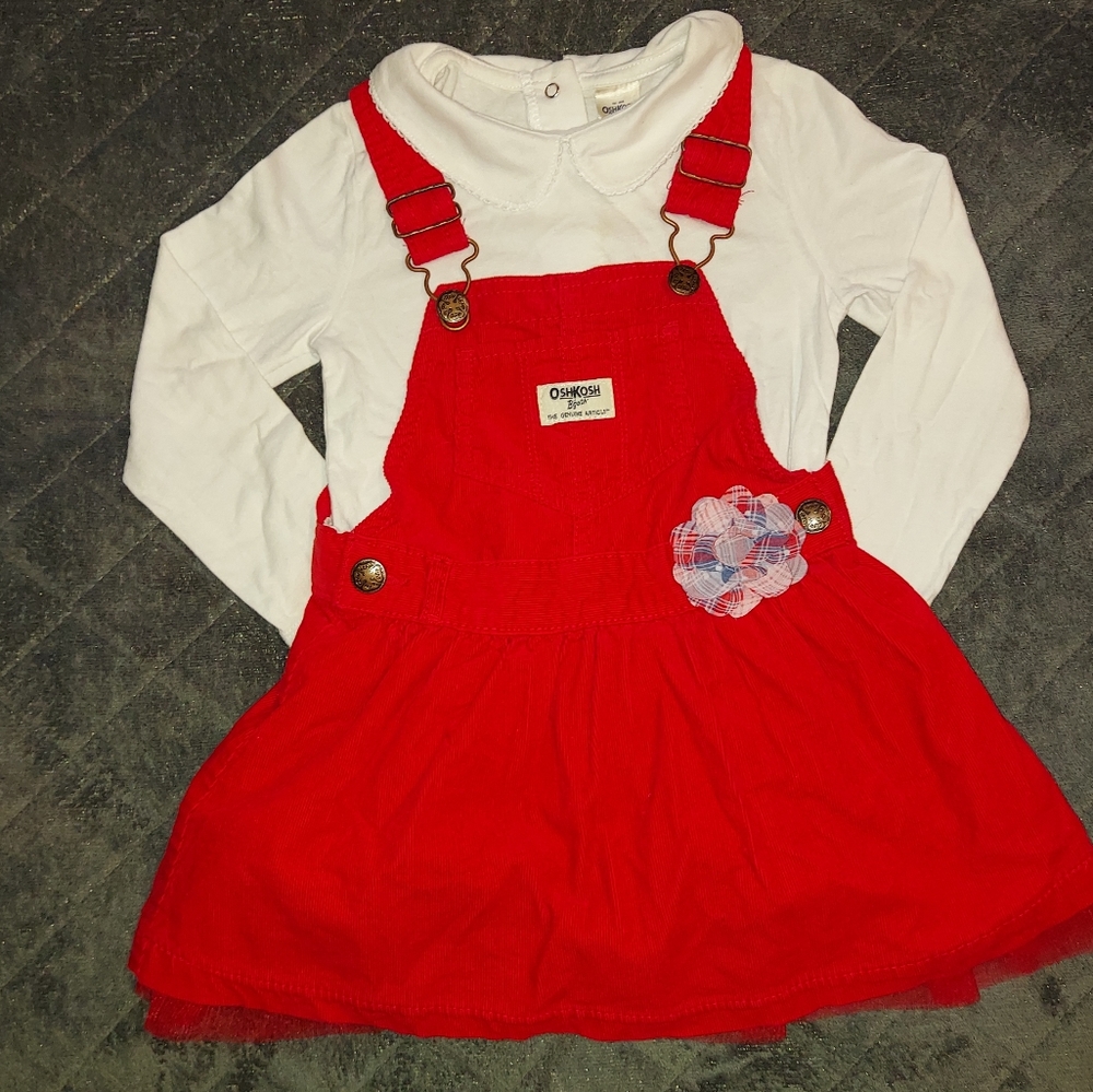 Red Osh Kosh Overall Dress 2t